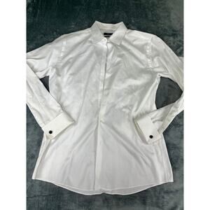 Hugo Boss Tuxedo Shirt Hidden Placket French Cuff White Large Formal  GOOD